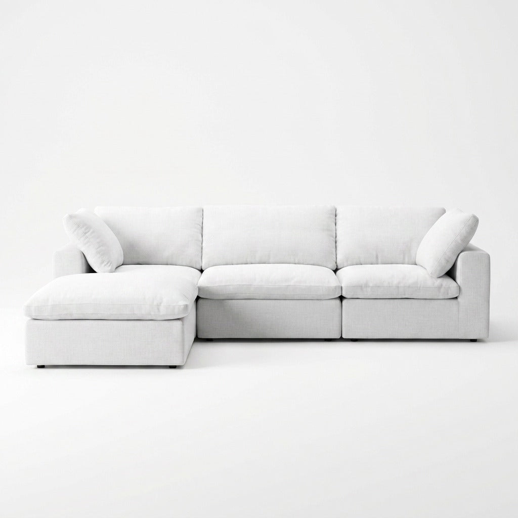 Storage 4-Piece Chaise Sectional white - front view, chaise left