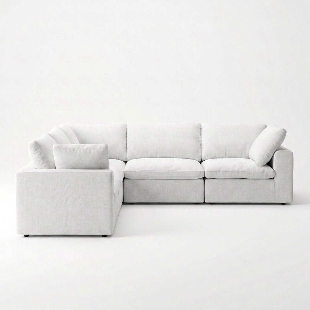 Storage 5-Piece L-Sectional white - front view, wing left