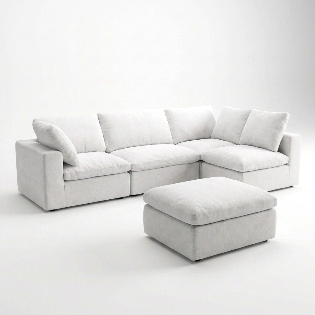 Storage 5-Piece Sectional white - three-quarter view