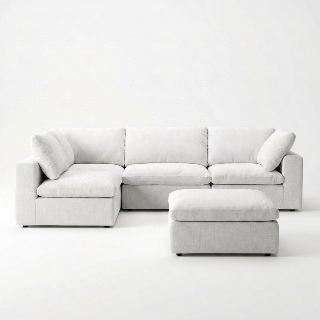 Storage 5-Piece Sectional white - front view, chaise left