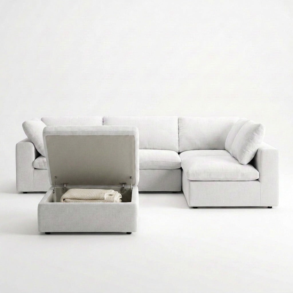 Storage 5-Piece Sectional - storage ottoman open