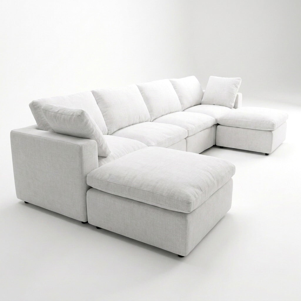 Storage U-Sectional 6-Piece white - three-quarter view